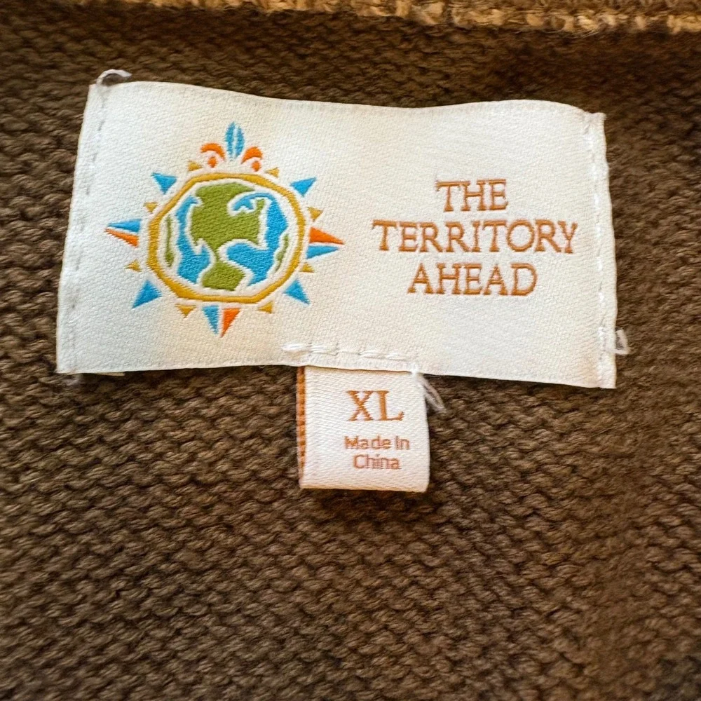 Territory Ahead Men's Sweater XL Brown Blue Green Colorful Knit‎ Crewneck